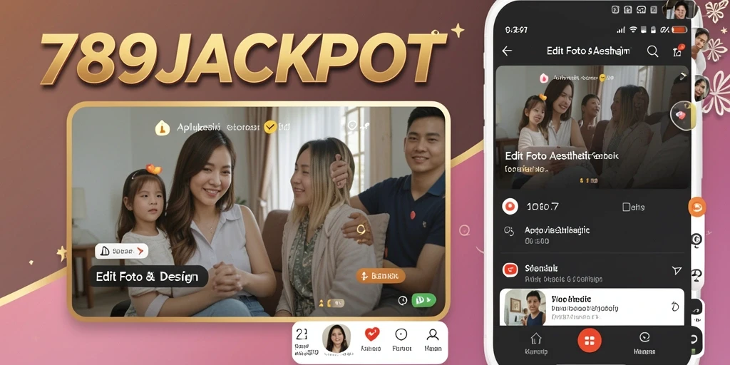 Screenshot utama 789JACKPOT menampilkan antarmuka edit foto aesthetic.