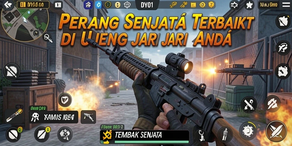 Antarmuka permainan DY01 yang dinamis dan penuh aksi.