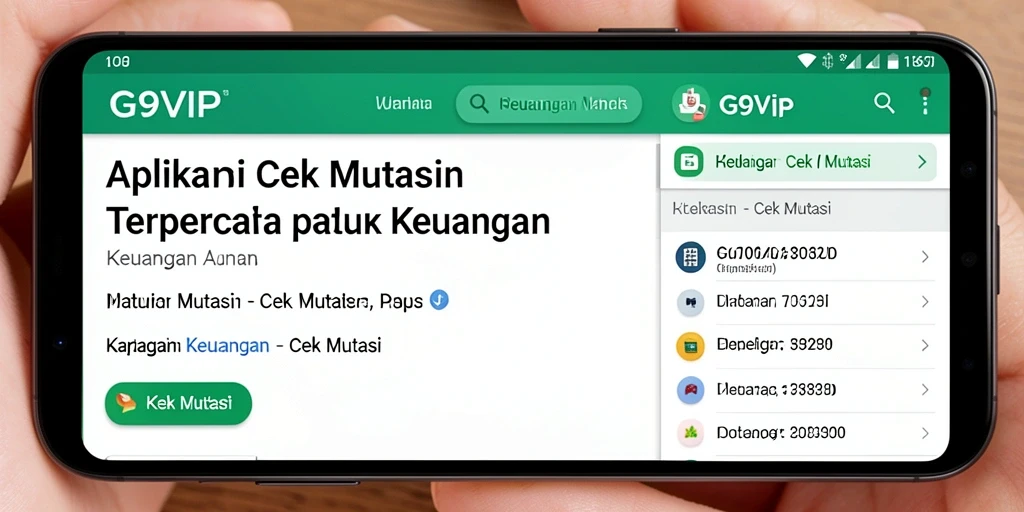 Screenshot utama G9VIP menunjukkan antarmuka Cek Mutasi yang user-friendly.