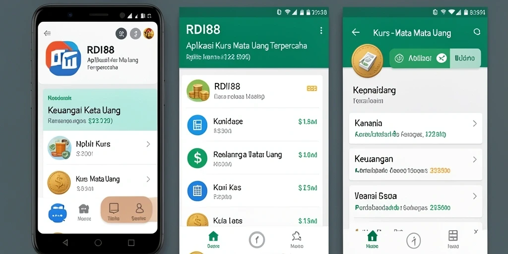 Antarmuka aplikasi RDI88 yang menampilkan kurs mata uang secara real-time.
