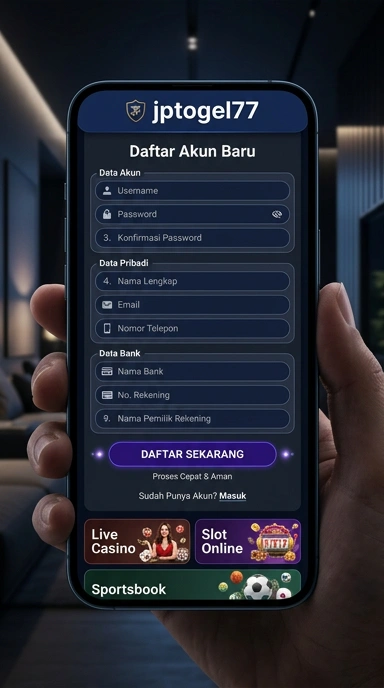 Tampilan halaman daftar jptogel77